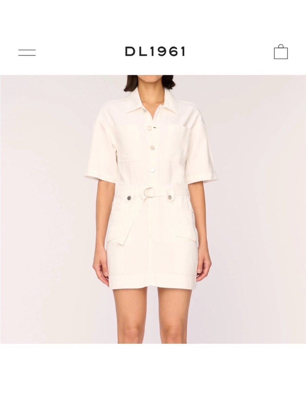 DL1961 Cream Short Sleeve Colette jumper romper dress with Belt Small